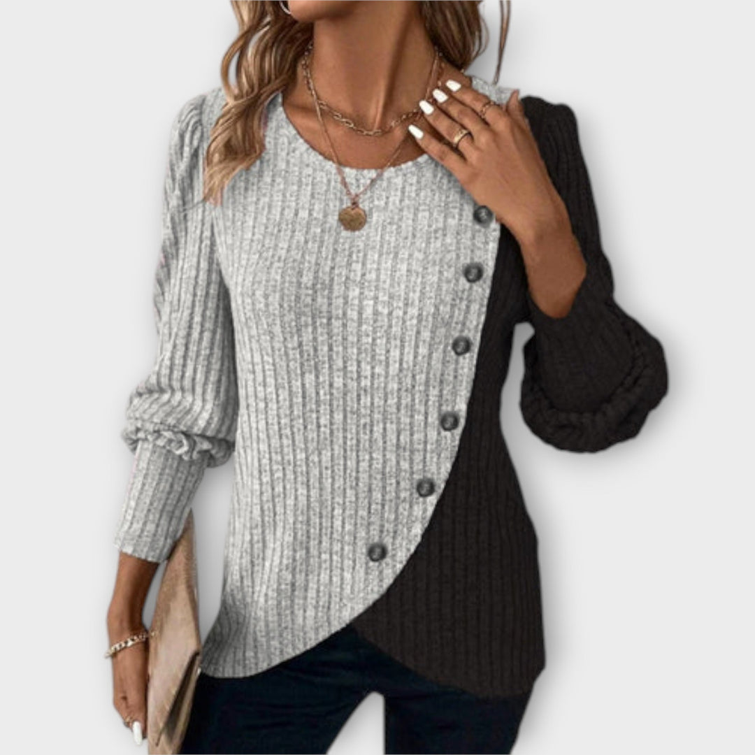 Pull Color Block Noir et Lilas
