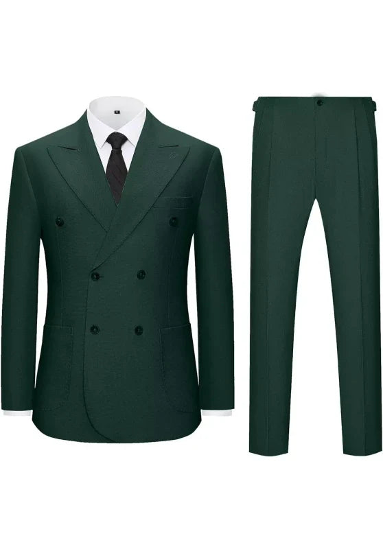 Costume Trois Pièces Homme Coupe Slim avec Veste Croisée et Col Peak