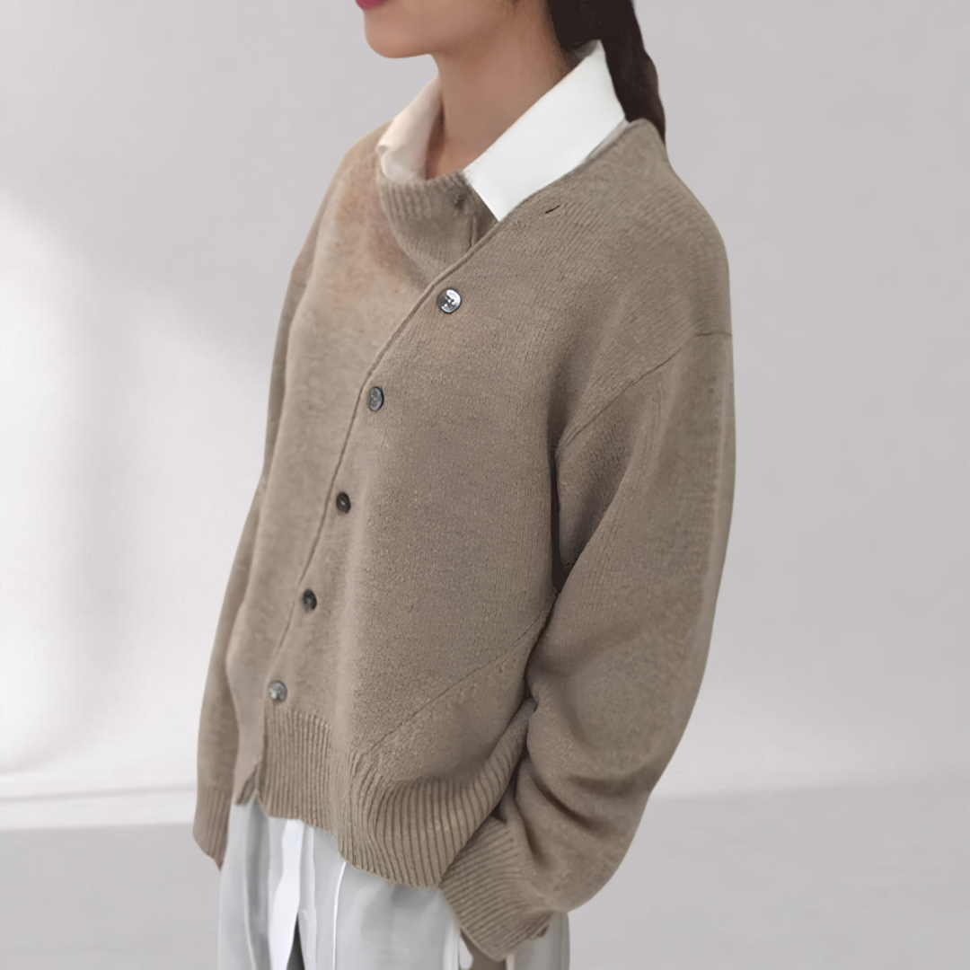 Cardigan Asymétrique Doux en Cachemire