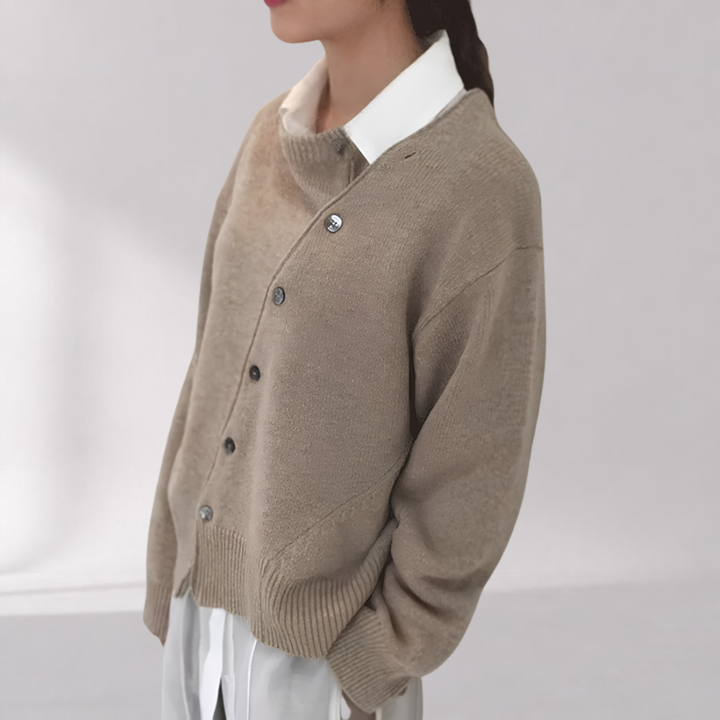 Cardigan Asymétrique Doux en Cachemire