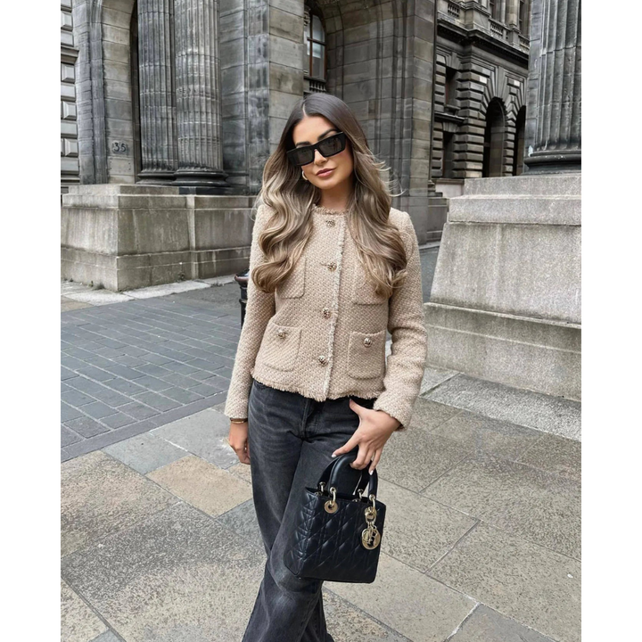 Femmes Manches Longues Bouton Doudoune | Court