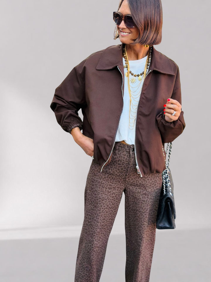 Femme – Bomber Chocolat – Coupe Ample Taille Unique