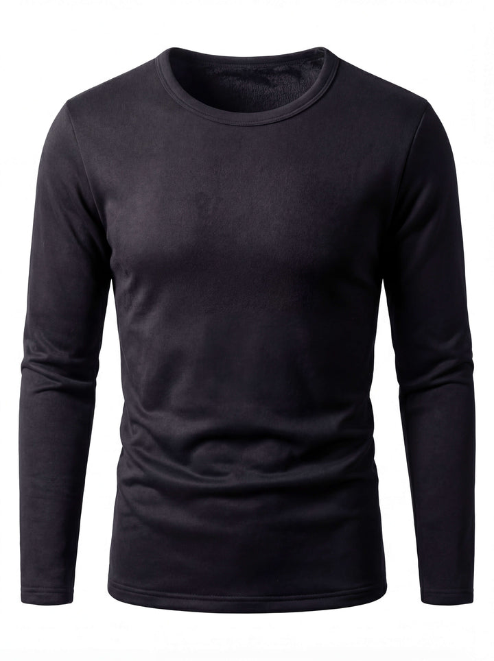 Tee-Shirt Thermique Homme Doublé Polaire Col Rond Manches Longues