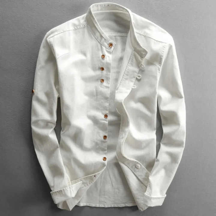Hommes Chemise À Col À Manches Longues | Bouton En Bas