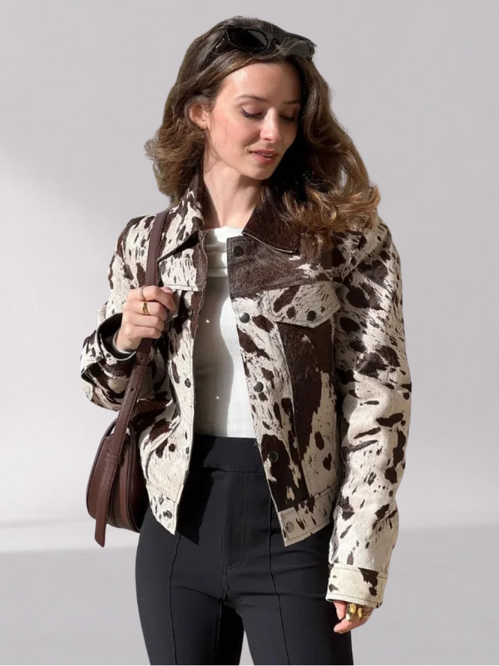Veste Femme Imprimé Léopard à Col Rabattu