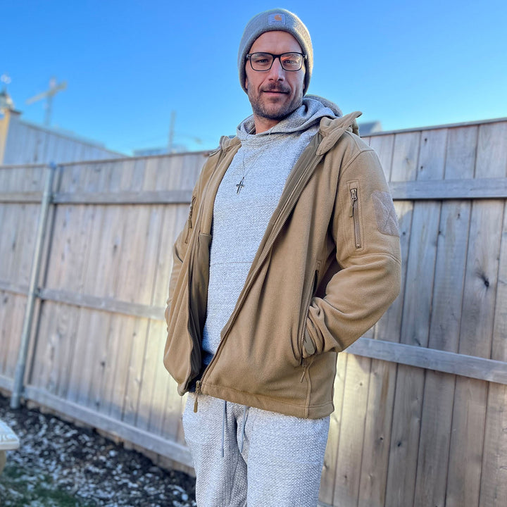 Men's Tactical Zip-Up Fleece Hooded Jacket