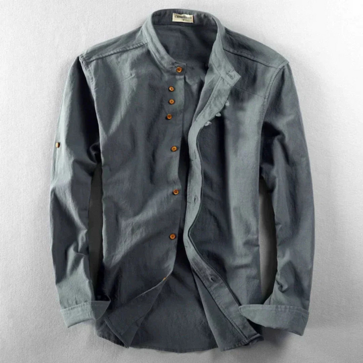 Hommes Chemise À Col À Manches Longues | Bouton En Bas