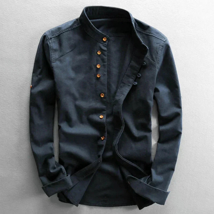 Hommes Chemise À Col À Manches Longues | Bouton En Bas