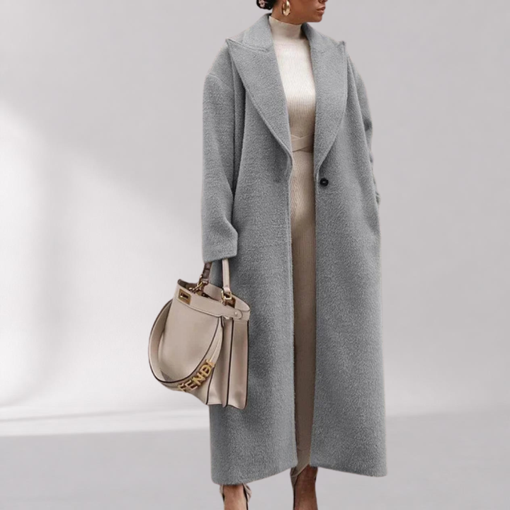 Manteau Long Polaire Femme en Polyester à Large Col Rabattu