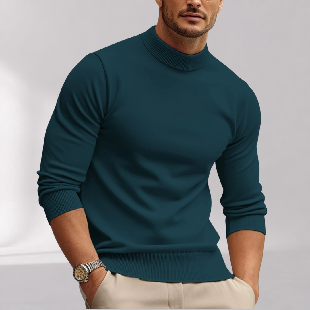 Pull Col Roulé Ajusté Homme en Maille