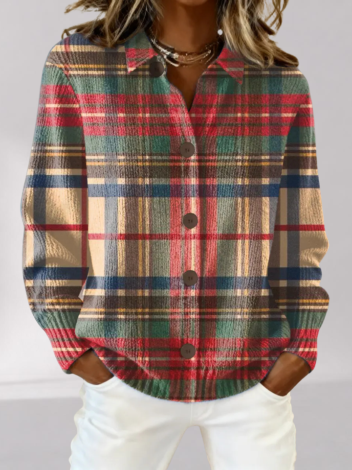 Camicia da donna a quadri in flanella – misto cotone e abbottonata