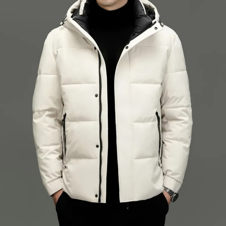 Maxwell | Veste Polaire D'Hiver Pour Homme | Capuche | Blanc | Noir