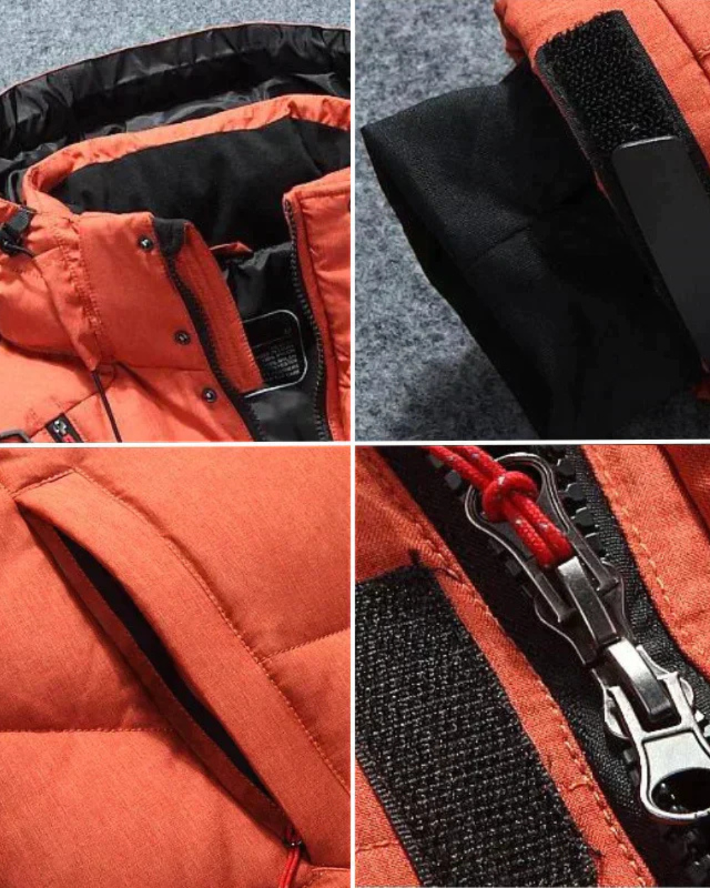 Giacca invernale da uomo con cappuccio e molteplici tasche con cerniera