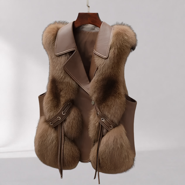 Gilet Élégant Ceinturé en Fausse Fourrure