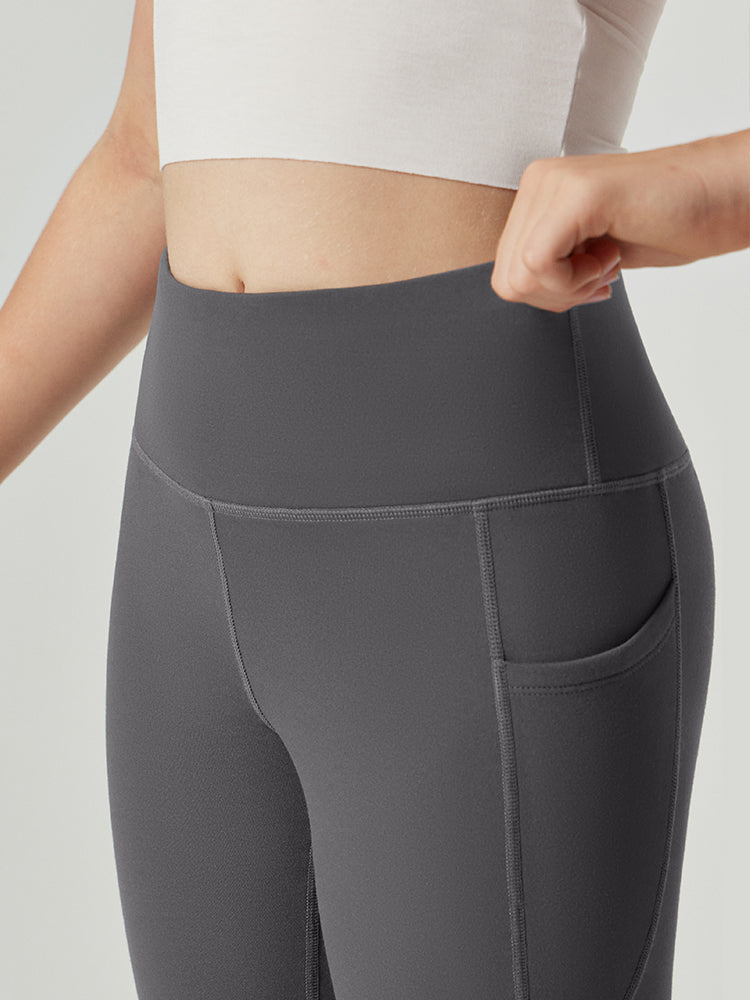 Leggings da donna a vita alta foderati in pile con tasche laterali