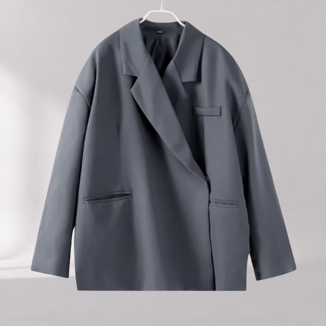 Blazer Oversize Femme – Col à Revers et Fermeture Boutonnée