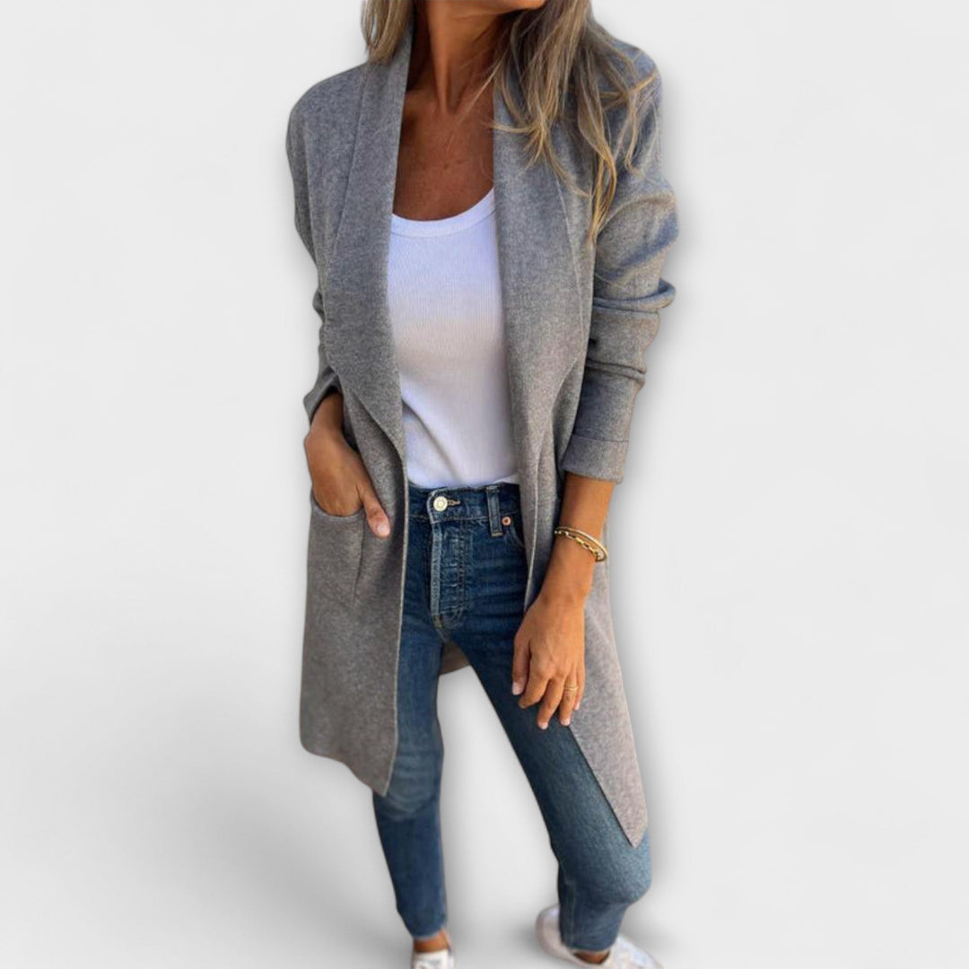 Cardigan Long Ouvert avec Poches Latérales