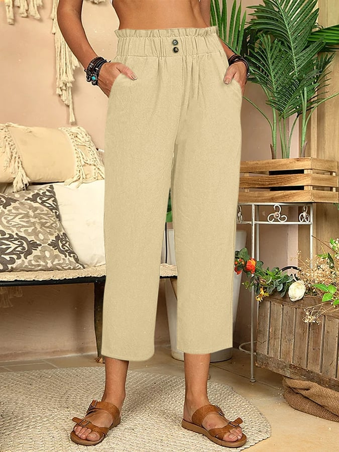 Shayna | Pantalon En Coton Et Lin Pour Femmes