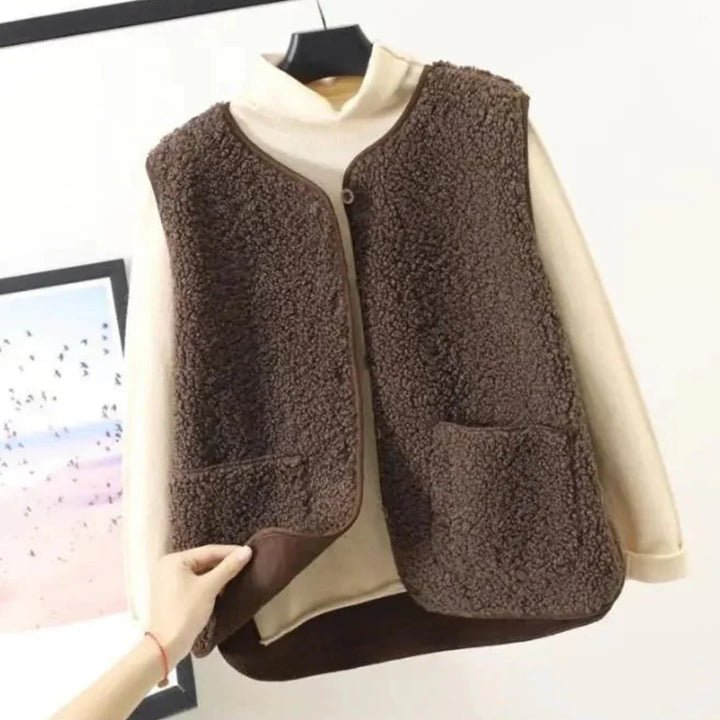 Gilet Chaud Sans Manches Pour Femmes | Bouton De Fermeture