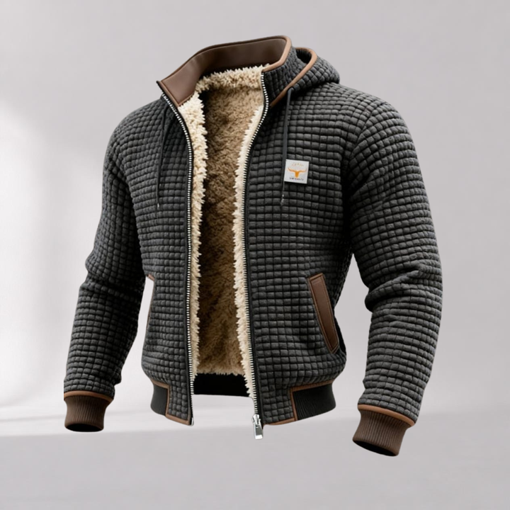 Blouson Bomber Matelassé Homme Doublé Sherpa avec Détails en Cuir