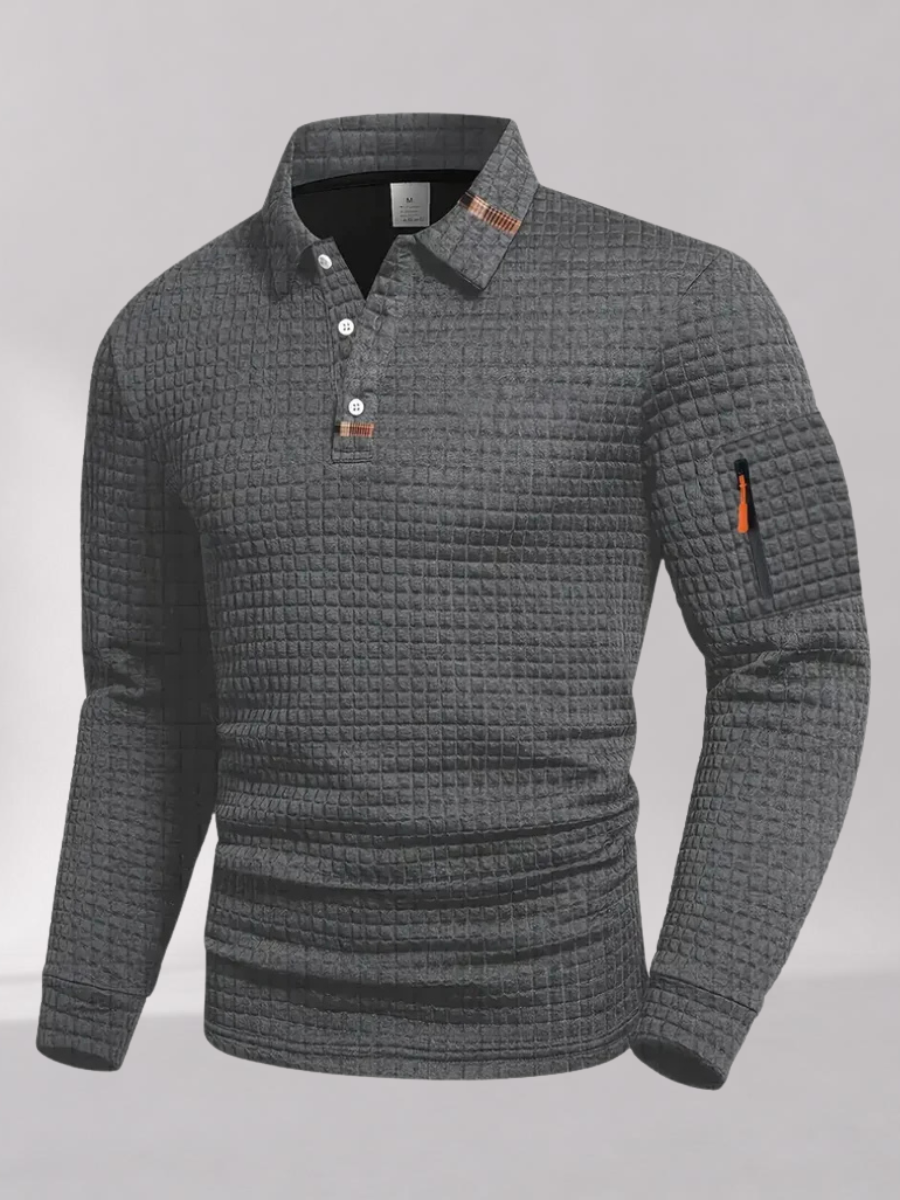 Polo Homme à Manches Longues avec Poche sur Manche