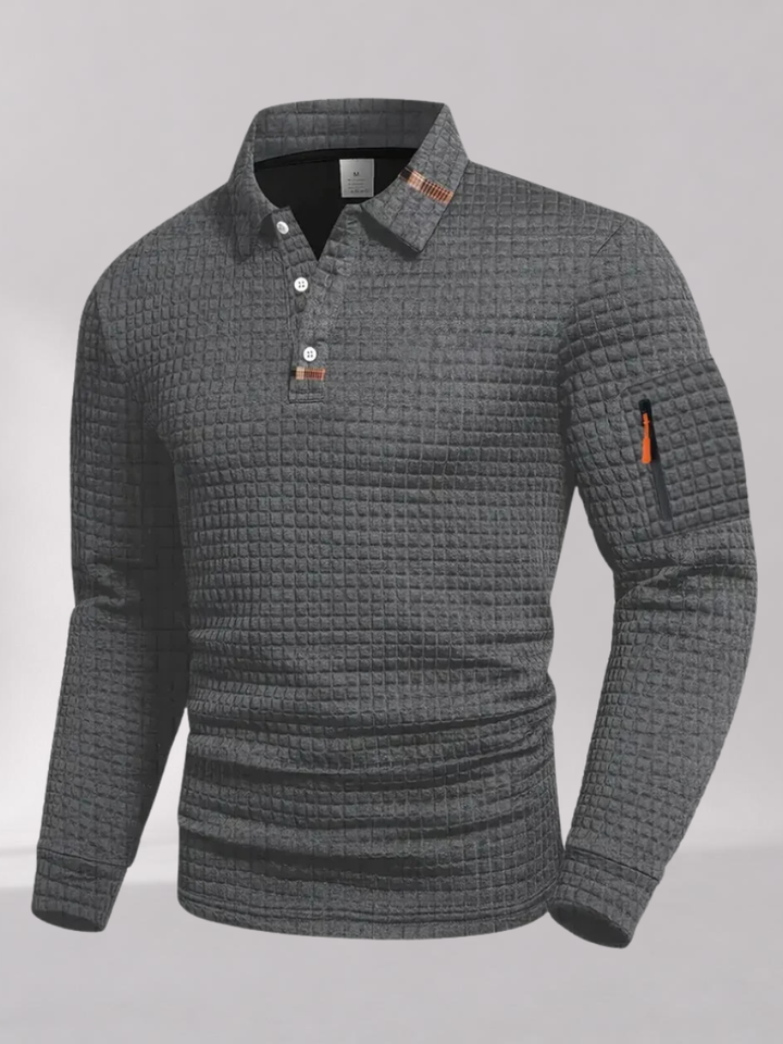 Polo Homme à Manches Longues avec Poche sur Manche