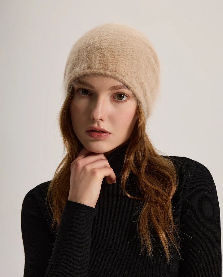 Bonnet de Ski Femme en Cachemire Brossé –  à Revers