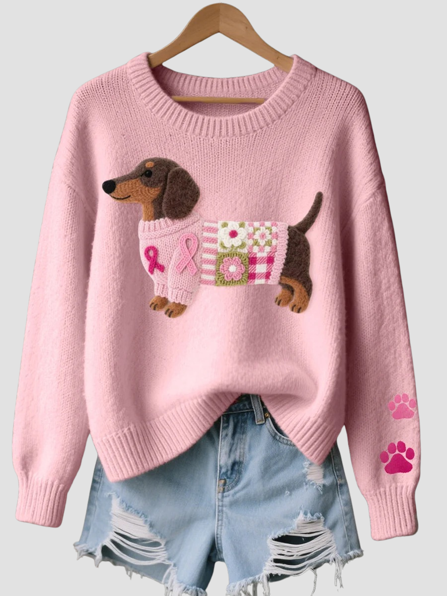 Odette | Pull Femme en Maille à Motif Teckel