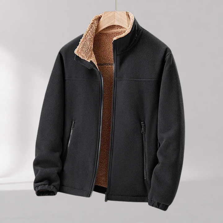 Veste Homme Doublée en Polaire d’Agneau – Col Montant Zippé