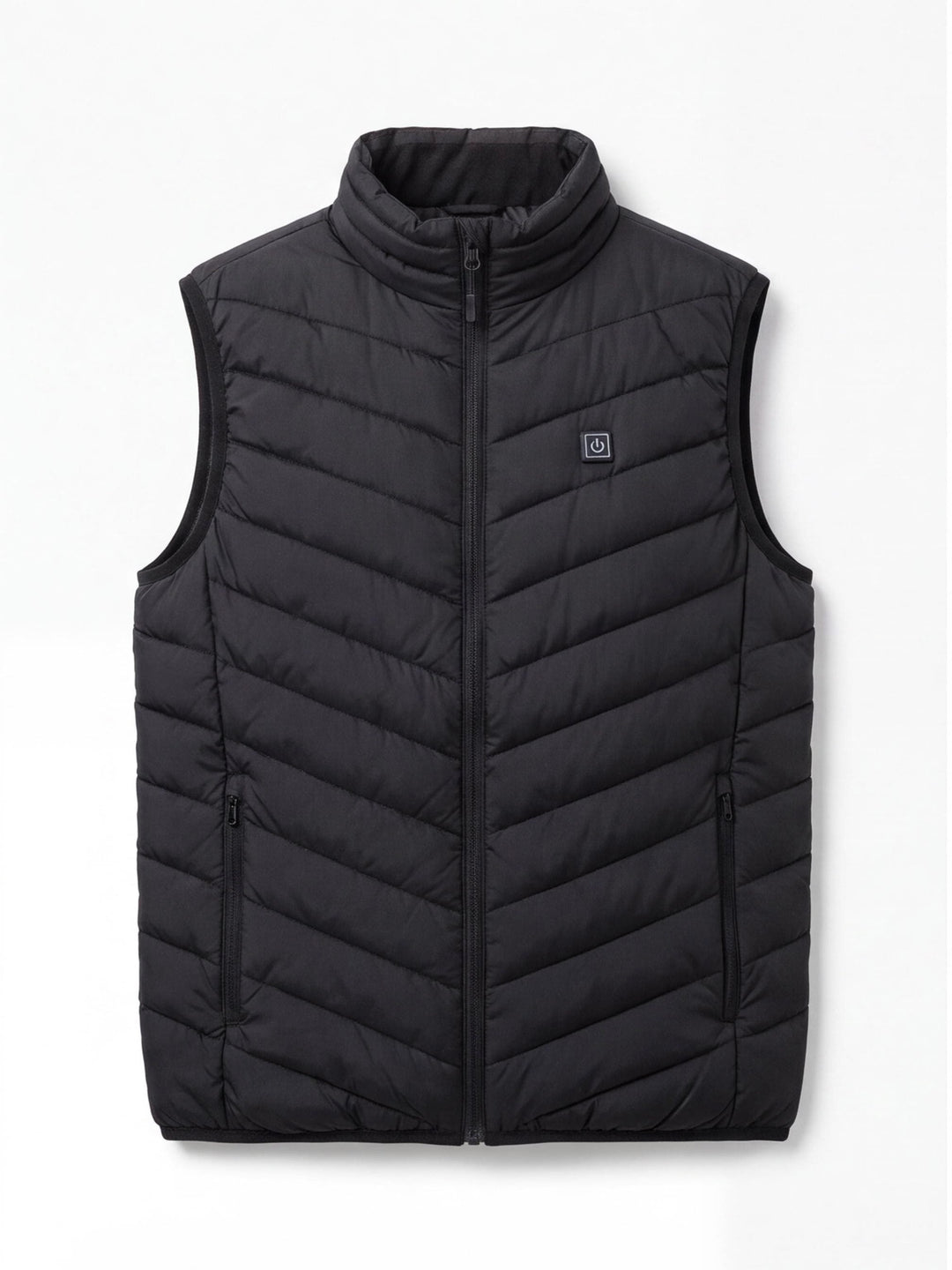 Women's Quilted Heated Vest with Stand-Up Collar and Zippered Pockets