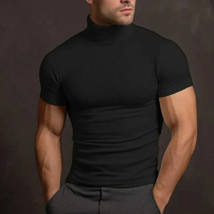 Hommes T-shirt Décontracté À Col Roulé | Manches Courtes