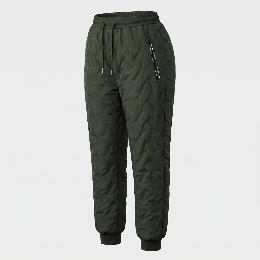 Pantaloni invernali da donna foderati in sherpa, trapuntati, con vita con coulisse