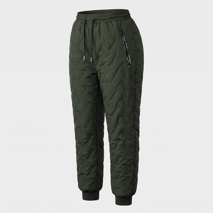 Pantaloni invernali da donna foderati in sherpa, trapuntati, con vita con coulisse