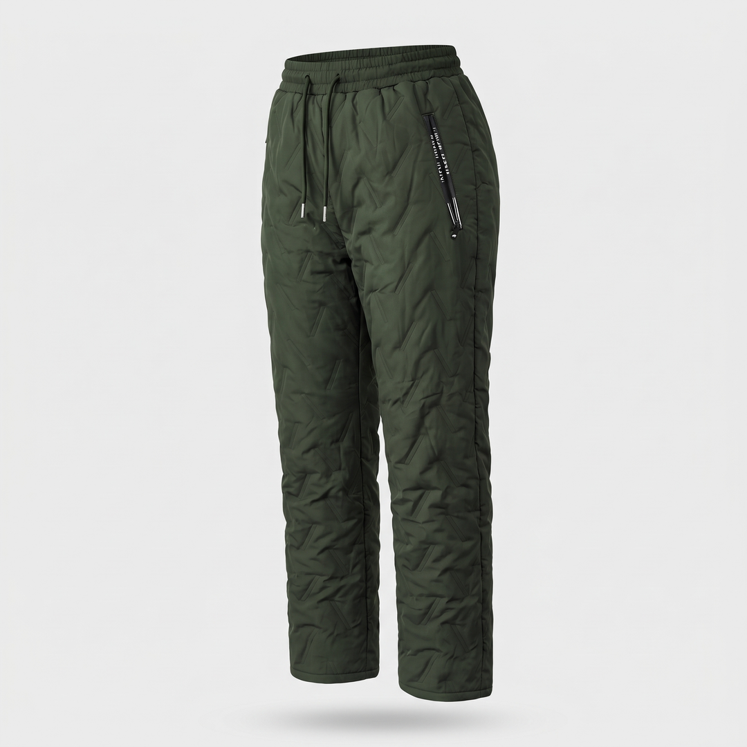 Pantaloni invernali da donna foderati in sherpa, trapuntati, con vita con coulisse
