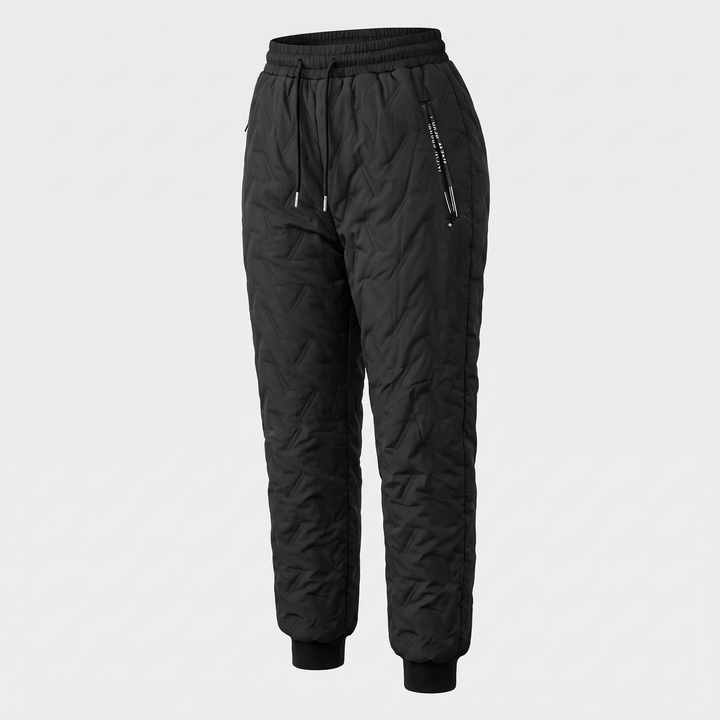 Pantaloni invernali da donna foderati in sherpa, trapuntati, con vita con coulisse