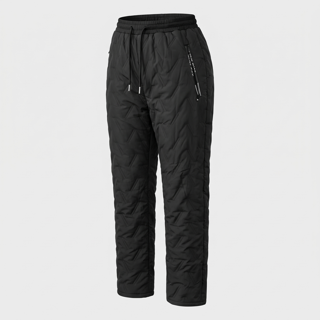 Pantaloni invernali da donna foderati in sherpa, trapuntati, con vita con coulisse