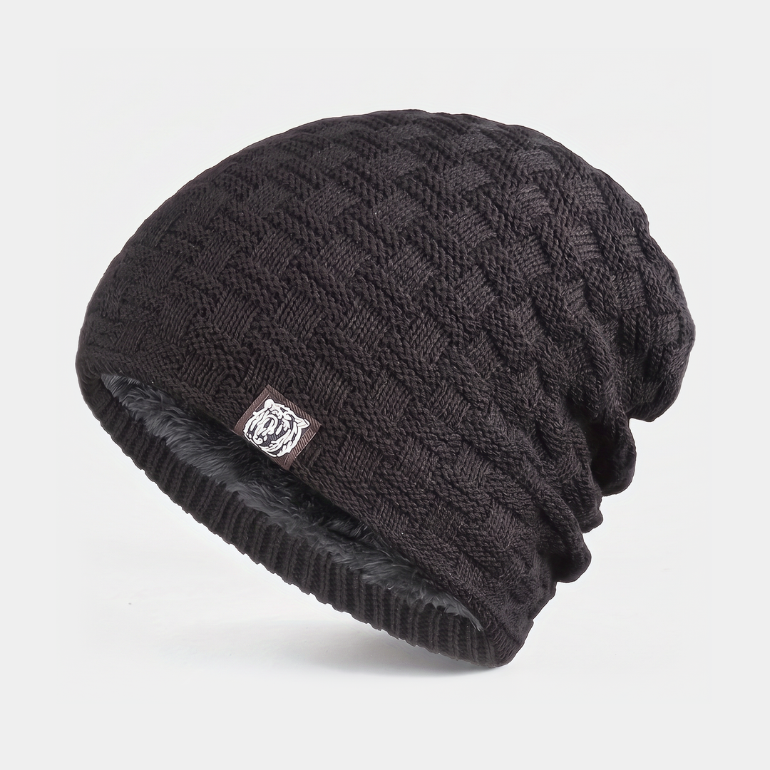 Men's fleece-lined textured-knit beanie
