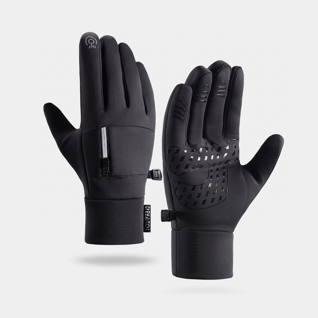 Men's Touchscreen Running Gloves with Zipped Pocket and Non-Slip Palm