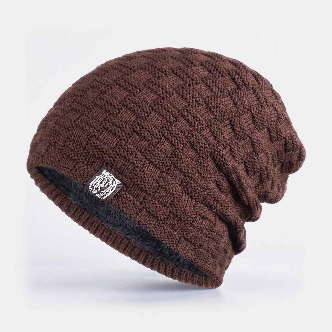 Men's fleece-lined textured-knit beanie