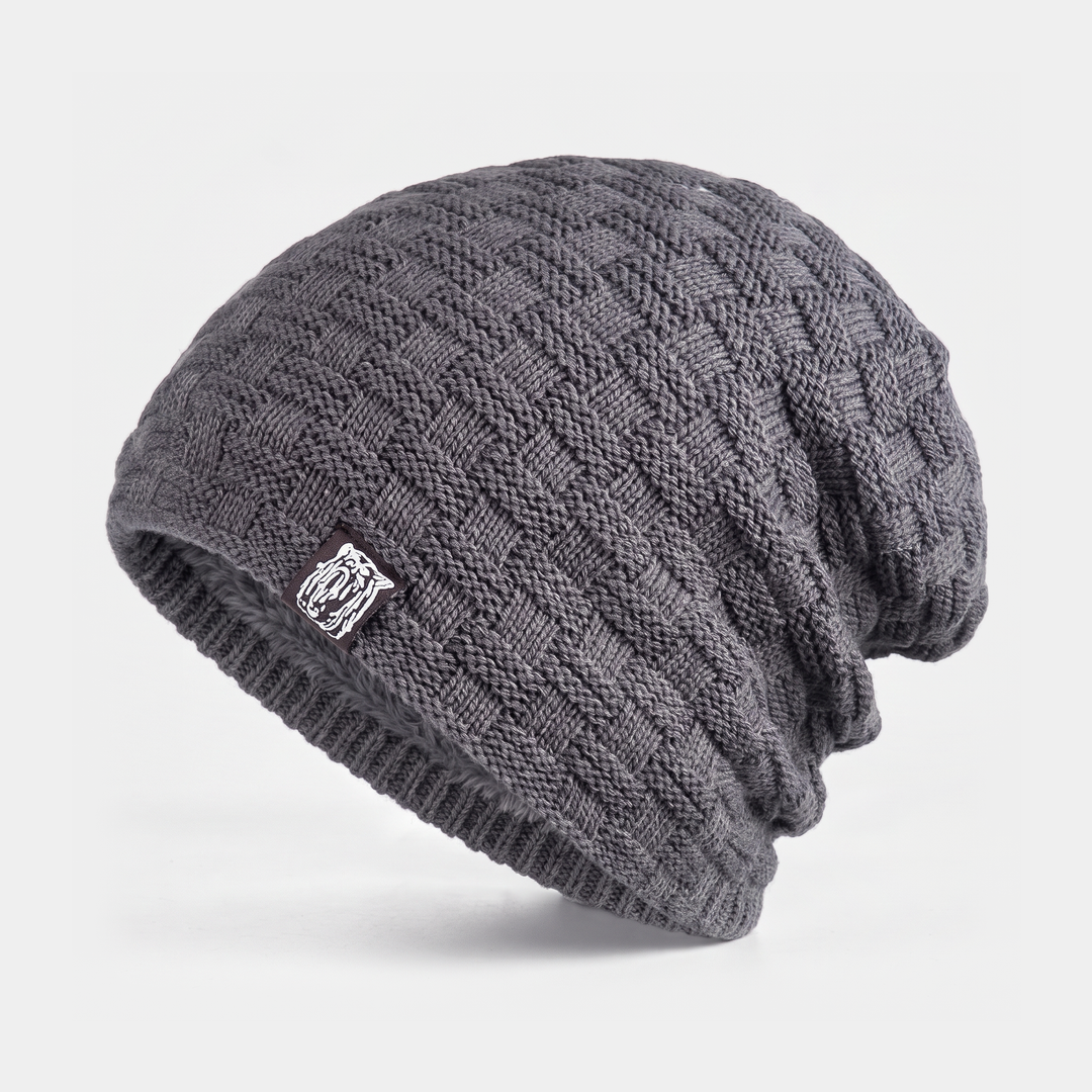 Men's fleece-lined textured-knit beanie