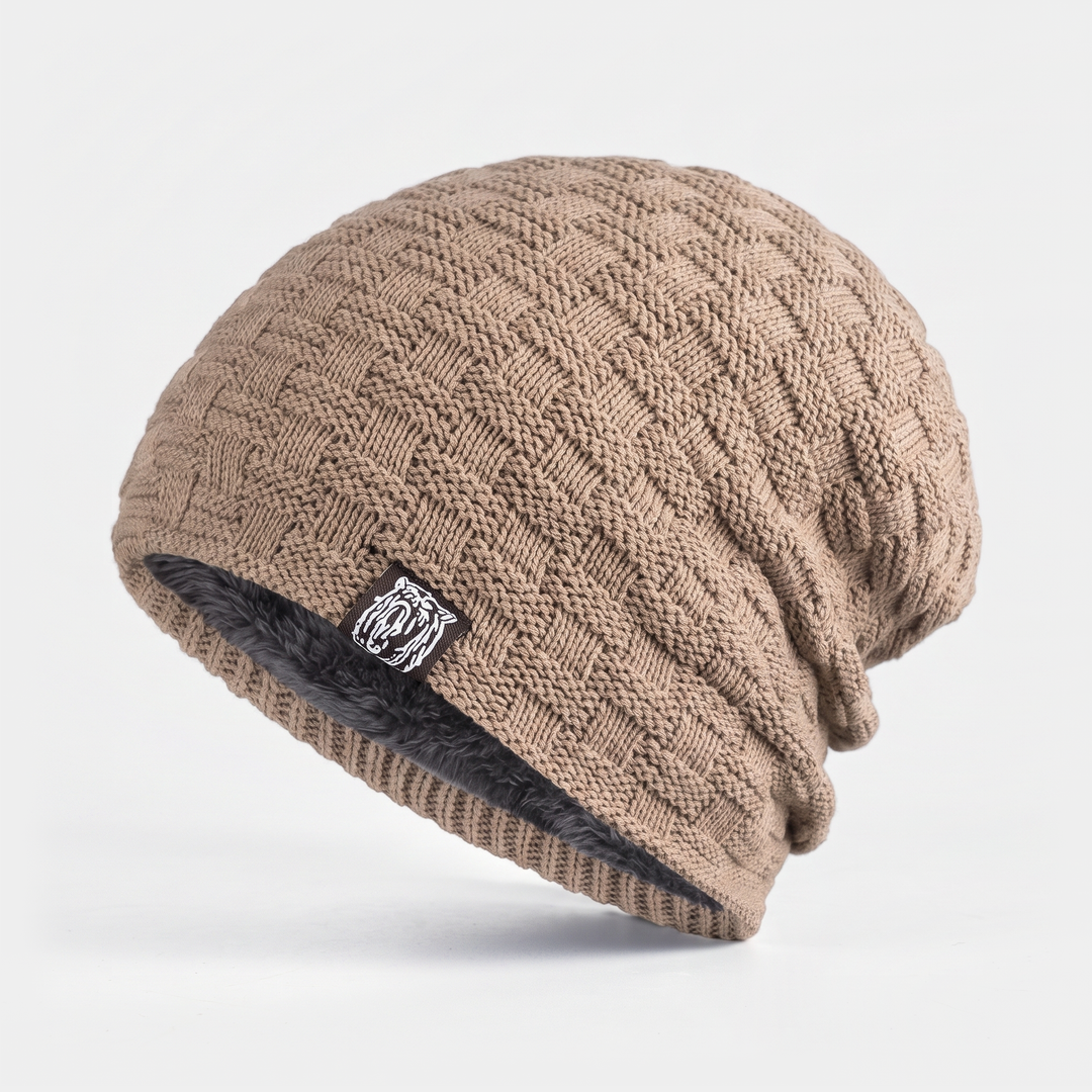 Men's fleece-lined textured-knit beanie