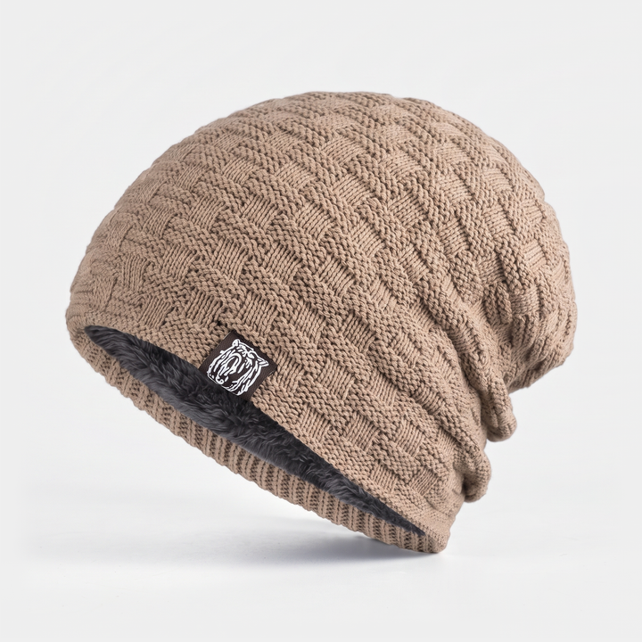Men's fleece-lined textured-knit beanie