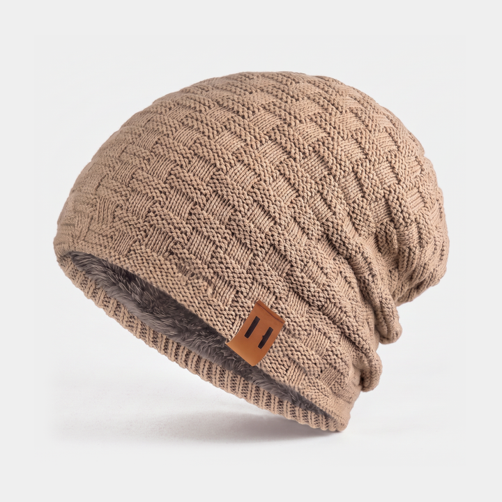 Men's fleece-lined textured-knit beanie