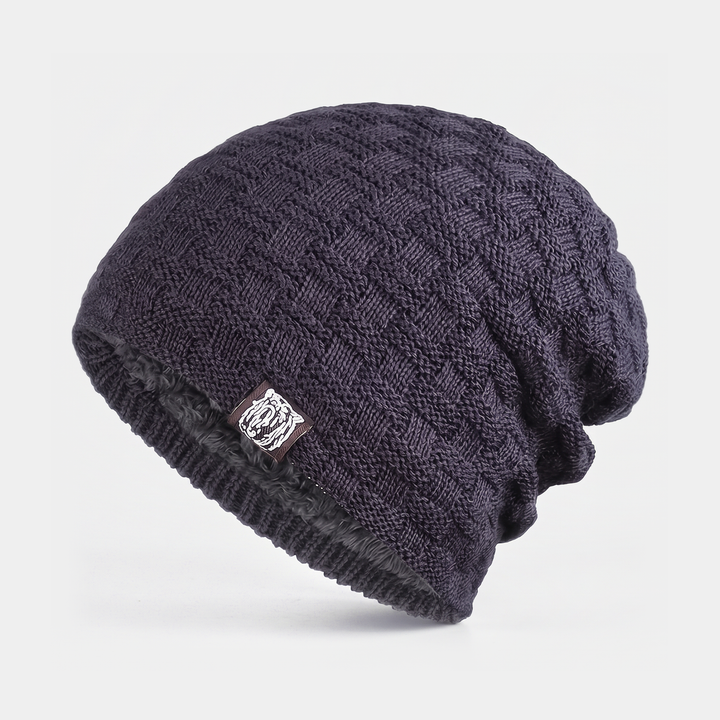 Men's fleece-lined textured-knit beanie