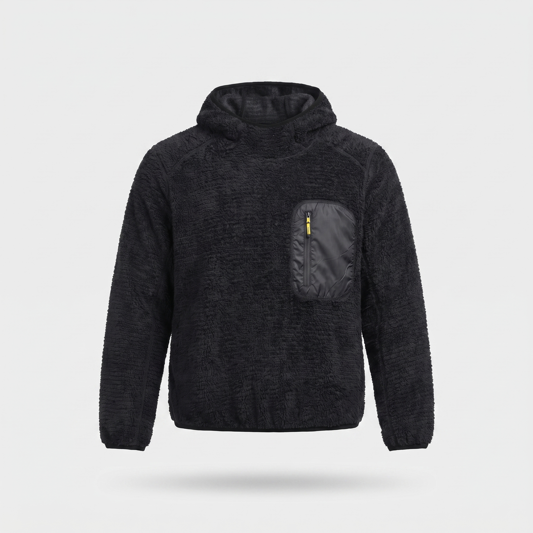 Men's Sherpa Fleece Hoodie with Zipped Chest Pocket