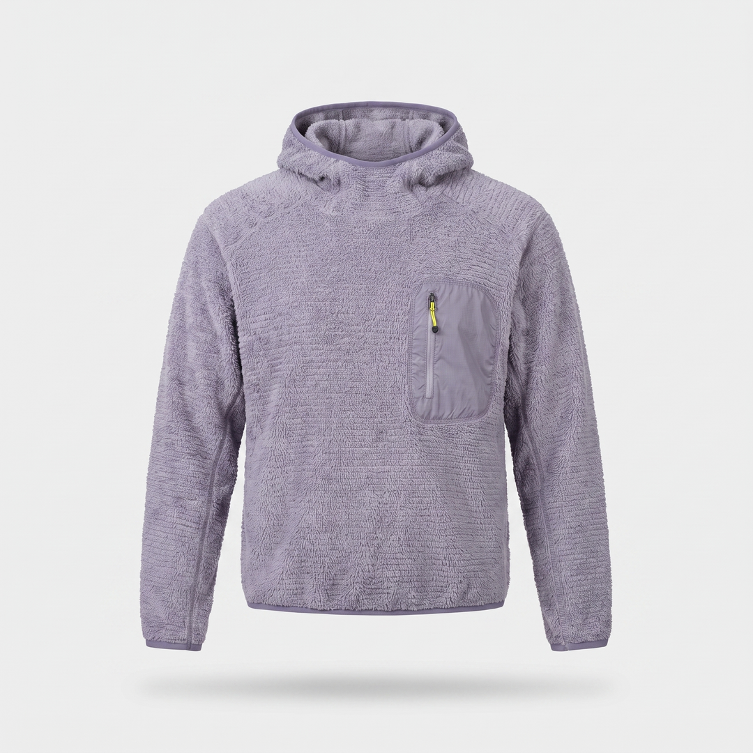 Men's Sherpa Fleece Hoodie with Zipped Chest Pocket