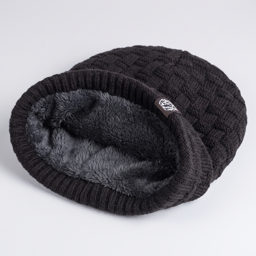 Men's fleece-lined textured-knit beanie