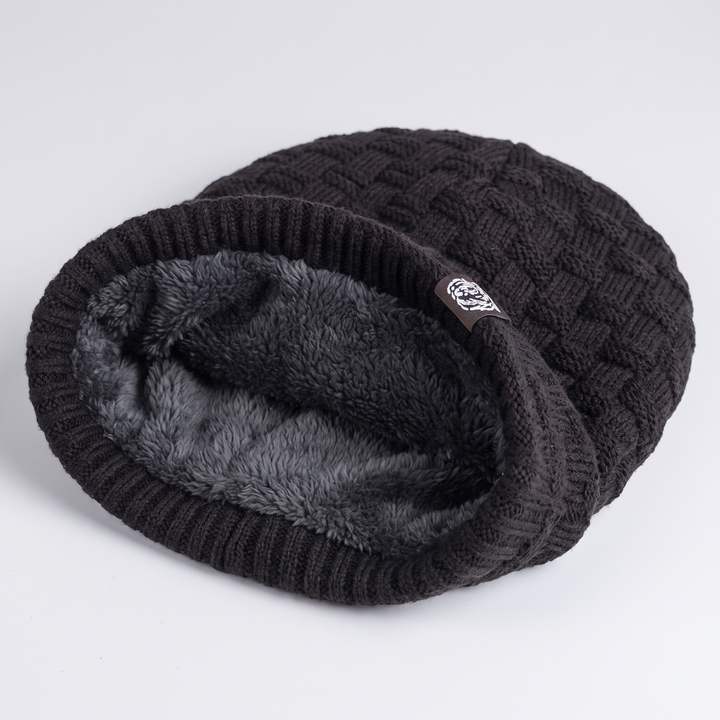 Men's fleece-lined textured-knit beanie