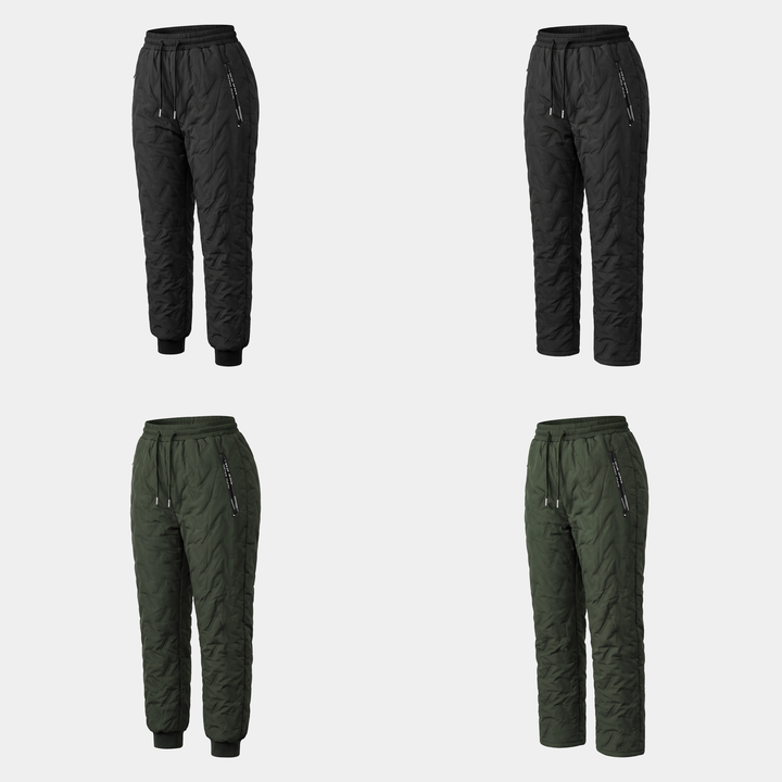 Pantaloni invernali da donna foderati in sherpa, trapuntati, con vita con coulisse