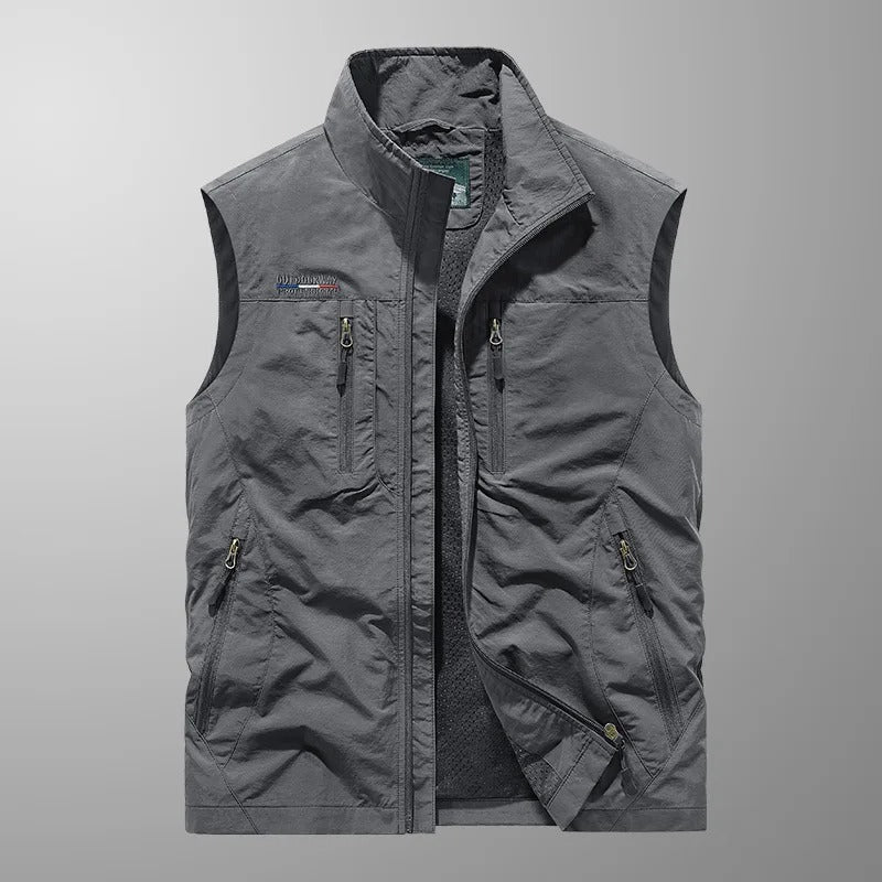 Gilet da esterno leggero con tasche multiple con cerniera da uomo